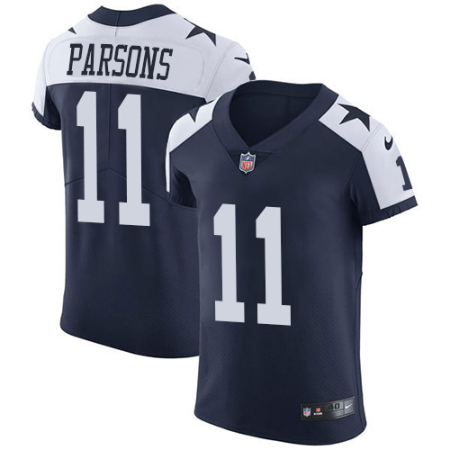 Cowboys #11 Micah Parsons Navy Blue Thanksgiving Men's Stitched Vapor Untouchable Throwback Elite Jersey