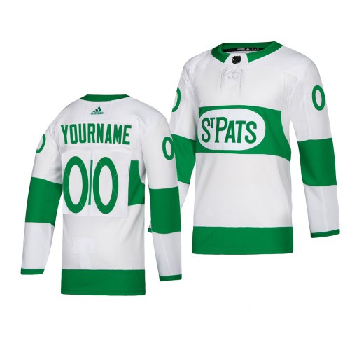 Men's Adidas Toronto Maple Leafs Personalized White St. Patrick's Day Authentic Player Custom Practice Jersey