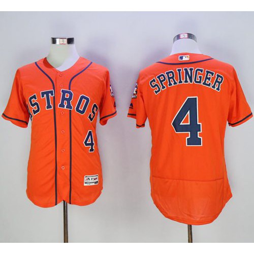 Houston Astros #4 George Springer Orange Flexbase Authentic Collection Stitched Jersey Men's