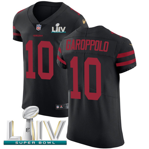 49ers #10 Jimmy Garoppolo Black Super Bowl LIV 2020 Alternate Men's Stitched Vapor Untouchable Elite Jersey