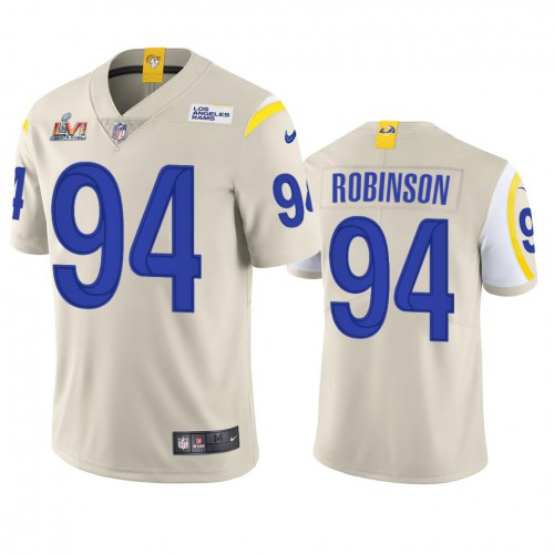 Los Angeles Los Angeles Rams #94 A'Shawn Robinson Men's Super Bowl LVI Patch Vapor Limited Jersey - Bone Men's