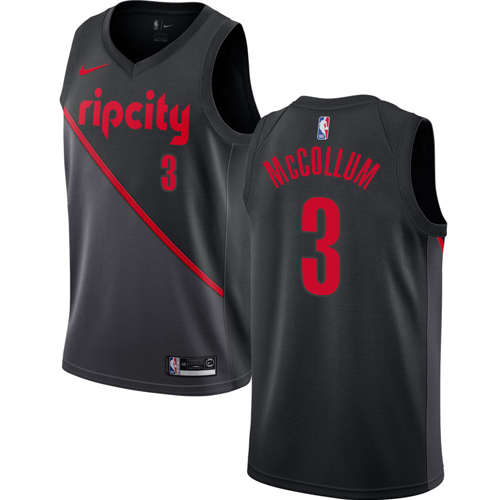 Portland Trail Blazers #3 C.J. McCollum Black Swingman City Edition 2018/19 Jersey Mens