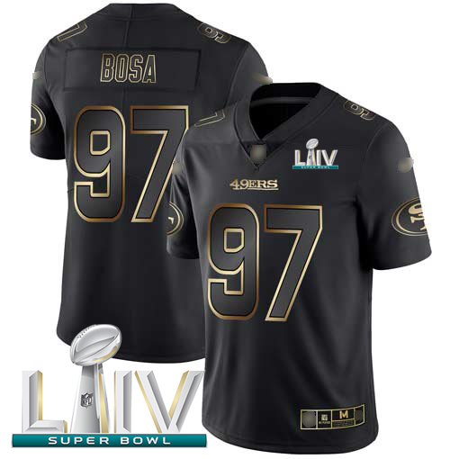 49ers #97 Nick Bosa Black/Gold Super Bowl LIV 2020 Men's Stitched Vapor Untouchable Limited Jersey