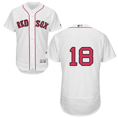 Boston Red Sox #18 Mitch Moreland White Flexbase Authentic Collection Stitched Jersey Men's