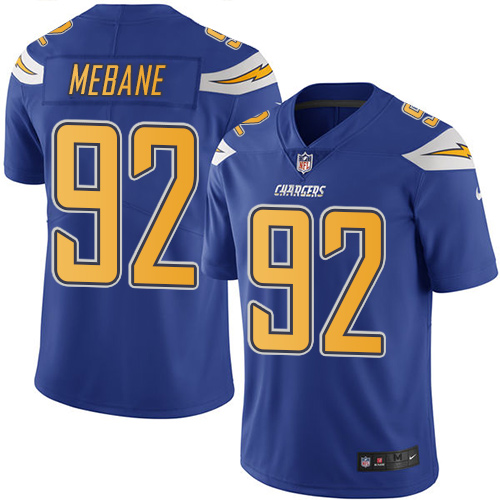 Los Angeles Chargers #92 Brandon Mebane Electric Blue Men's Stitched Limited Rush Jersey Men's