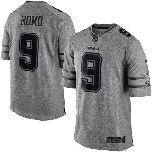 Dallas Cowboys #9 Tony Romo Gray Men's Stitched Limited Gridiron Gray Jersey Men's