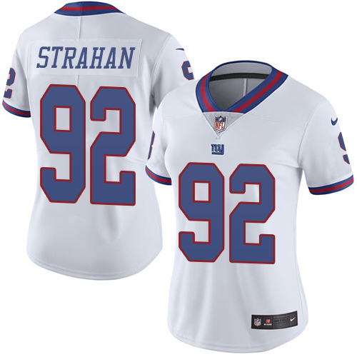 Giants #92 Michael Strahan White Women's Stitched Limited Rush Jersey