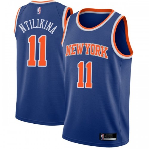 New York Knicks #11 Frank Ntilikina Blue Swingman Icon Edition Jersey Mens