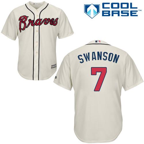 Atlanta Braves #7 Dansby Swanson Cream Cool Base Stitched Youth Jersey Youth