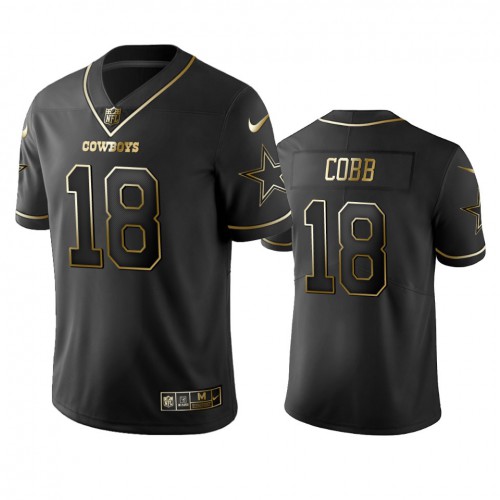 Dallas Cowboys #18 Randall Cobb Black Golden Limited Edition Stitched Jersey Men's