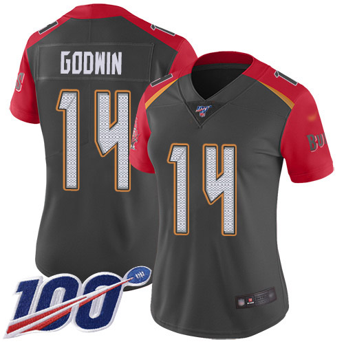 Buccaneers #14 Chris Godwin Gray Women's Stitched Limited Inverted Legend 100th Season Jersey