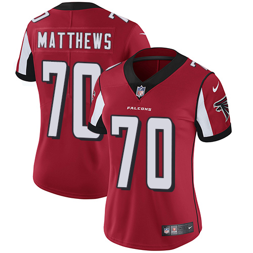 Atlanta Falcons #70 Jake Matthews Red Team Color Women's Stitched Vapor Untouchable Limited Jersey Womens