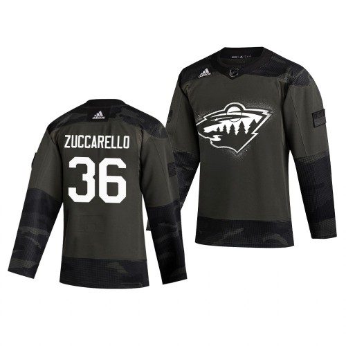 Minnesota Minnesota Wild #36 Mats Zuccarello Adidas 2019 Veterans Day Men's Authentic Practice Jersey Camo Men's