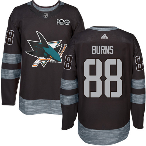 Adidas San Jose Sharks #88 Brent Burns Black 1917-2017 100th Anniversary Stitched Jersey Men's