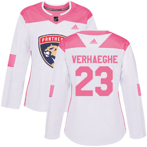 Adidas Panthers #23 Carter Verhaeghe White/Pink Authentic Fashion Women's Stitched Jersey