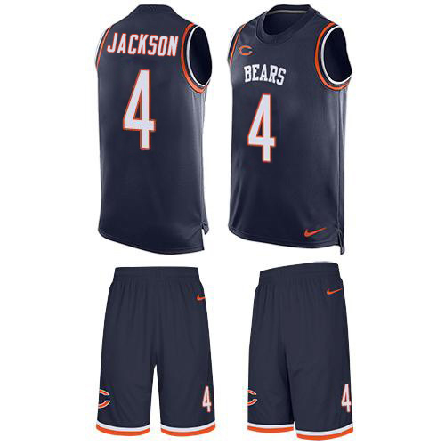 Bears #4 Eddie Jackson Navy Blue Team Color Men's Stitched Limited Tank Top Suit Jersey