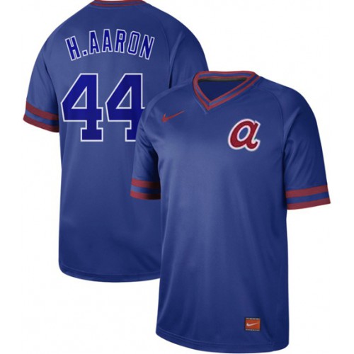 Atlanta Braves #44 Hank Aaron Royal Authentic Cooperstown Collection Stitched Jersey Men's