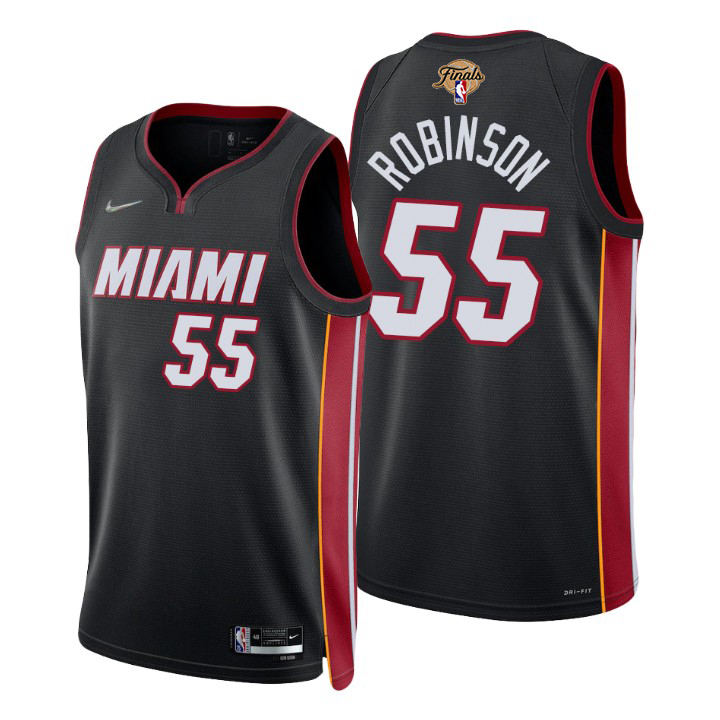 Heat #55 Duncan Robinson Black 2023 Finals Patch 75th Anniversary Diamond Swingman Jersey - Icon Edition