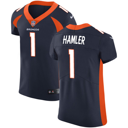 Broncos #1 KJ Hamler Navy Blue Alternate Men's Stitched New Elite Jersey