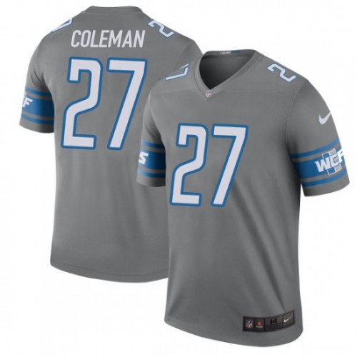 Detroit Lions #27 Justin Coleman Gray Men's Stitched Limited Rush Jersey Men's