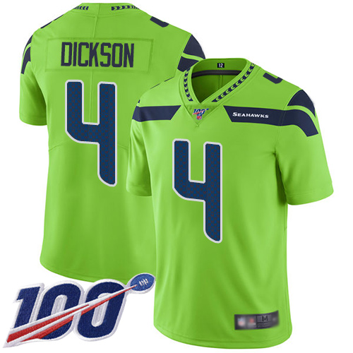 Seattle Seahawks #4 Michael Dickson Green Youth Stitched Limited Rush 100th Season Jersey Youth