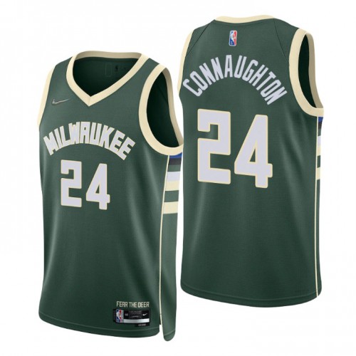 Milwaukee Bucks #24 Pat Connaughton Green Mens 2021-22 75th Anniversary Diamond Swingman Jersey - Icon Edition Mens