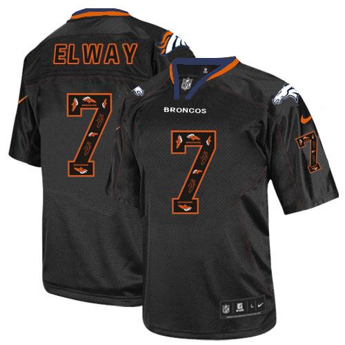 Broncos #7 John Elway New Lights Out Black Men's Stitched Elite Jersey