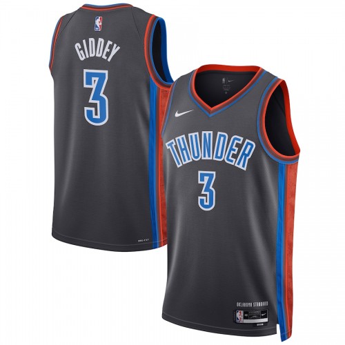 Oklahoma City Oklahoma City Thunder #3 Josh Giddey Unisex Gray 2022-23 Swingman Jersey - City Edition Mens