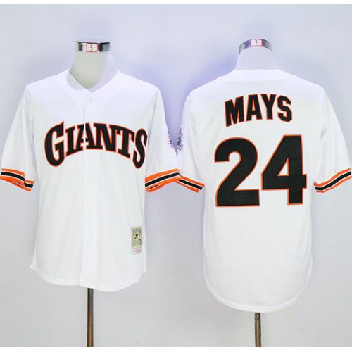 Mitchell And Ness 1989 San Francisco Giants #24 Willie Mays White Throwback Stitched Jersey Men's