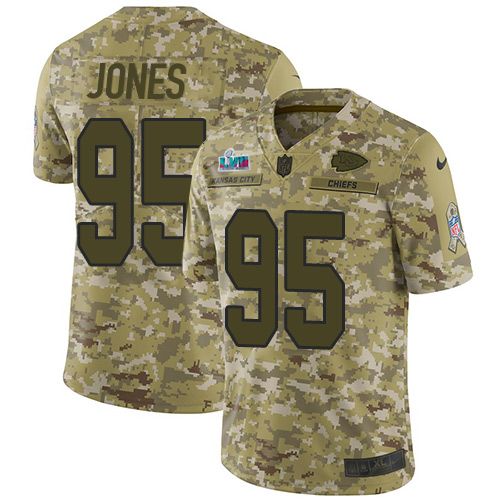 Chiefs #95 Chris Jones Camo Super Bowl LVII Patch Men's Stitched Limited 2018 Salute To Service Jersey