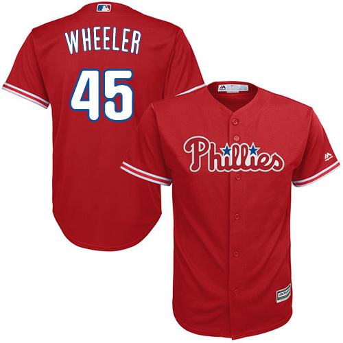 Philadelphia Phillies #45 Zack Wheeler Red Cool Base Stitched Youth Jersey Youth