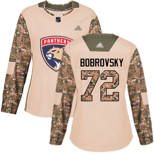 Adidas Florida Panthers #72 Sergei Bobrovsky Camo Authentic 2017 Veterans Day Women's Stitched Jersey Womens