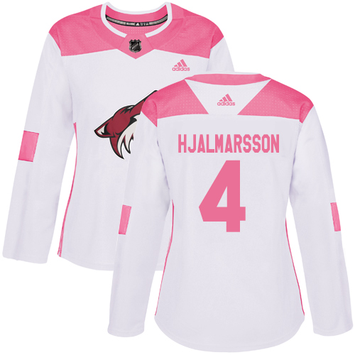 Adidas Arizona Coyotes #4 Niklas Hjalmarsson White/Pink Authentic Fashion Women's Stitched Jersey Womens