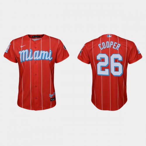 Miami Miami Marlins #26 Garrett Cooper Youth 2021 City Connect Authentic Jersey Red Youth