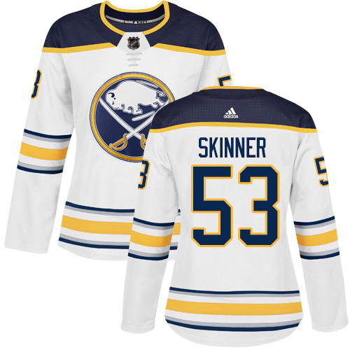 Adidas Buffalo Sabres #53 Jeff Skinner White Road Authentic Women's Stitched Jersey Womens