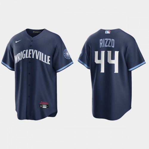 Chicago Chicago Cubs #44 Anthony Rizzo Men's 2021 City Connect Fans Version Navy Jersey Men's