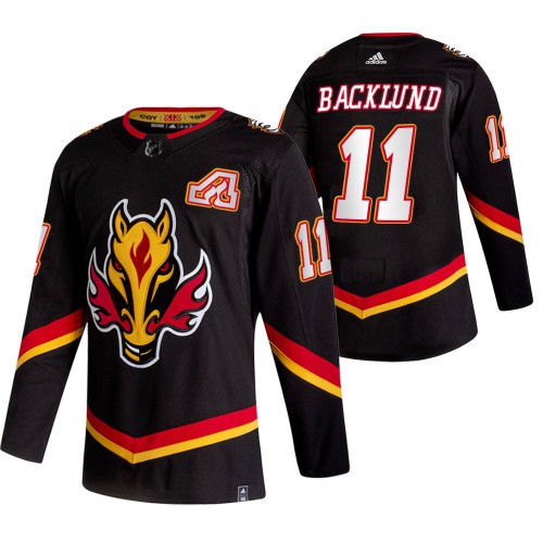 Calgary Calgary Flames #11 Mikael Backlund Black Men's Adidas 2020-21 Reverse Retro Alternate Jersey Men's