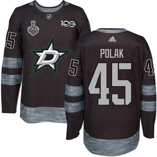 Adidas Dallas Stars #45 Roman Polak Black 1917-2017 100th Anniversary 2020 Stanley Cup Final Stitched Jersey Men's