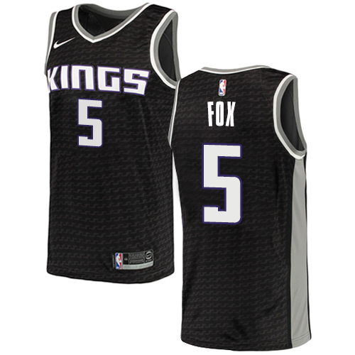 Sacramento Kings #5 DeAaron Fox Black Swingman Statement Edition Jersey Mens