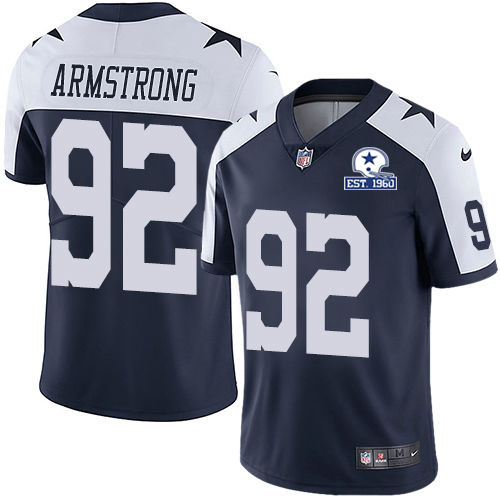 Dallas Cowboys #92 Dorance Armstrong Navy Blue Thanksgiving Men's Stitched With Established In 1960 Patch Vapor Untouchable Limited Throwback Jers