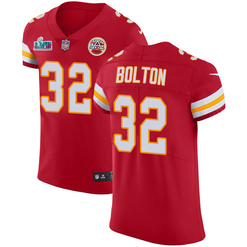 Chiefs #32 Nick Bolton Red Team Color Super Bowl LVII Patch Men's Stitched Vapor Untouchable Elite Jersey