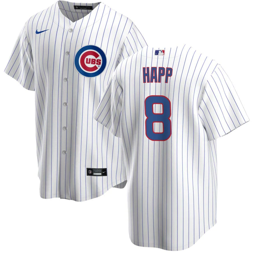 Men's Youth Women's Chicago Cubs #8 Ian Happ White Royal Home Player Jersey