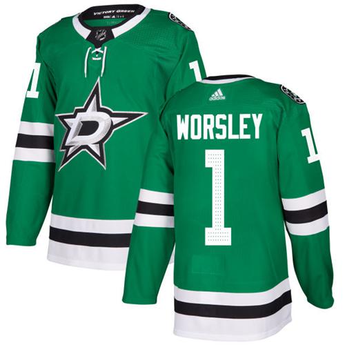 Adidas Dallas Stars #1 Gump Worsley Green Home Authentic Stitched Jersey Men's