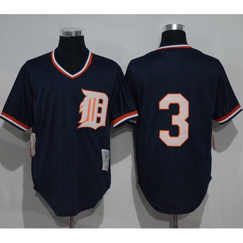 Mitchell and Ness 1984 Detroit Tigers #3 Alan Trammell Blue Throwback Stitched Jersey Men's