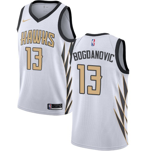 Atlanta Hawks #13 Bogdan Bogdanovic White Womens Swingman City Edition 2018/19 Jersey Womens
