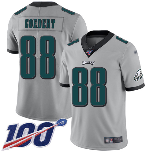Eagles #88 Dallas Goedert Silver Men's Stitched Limited Inverted Legend 100th Season Jersey