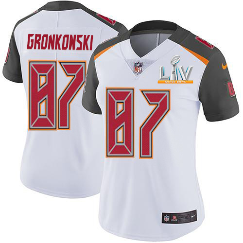 Buccaneers #87 Rob Gronkowski White Women's Super Bowl LV Bound Stitched Vapor Untouchable Limited Jersey