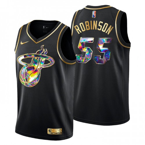 Miami Miami Heat #55 Duncan Robinson Mens Golden Edition Diamond Logo 2021/22 Swingman Jersey - Black Mens