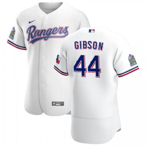 Texas Texas Rangers #44 Kyle Gibson Men's White Home 2020 Authentic Patch Player Jersey Men's
