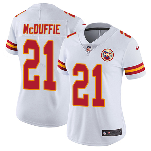 Chiefs #21 Trent McDuffie White Women's Stitched Vapor Untouchable Limited Jersey